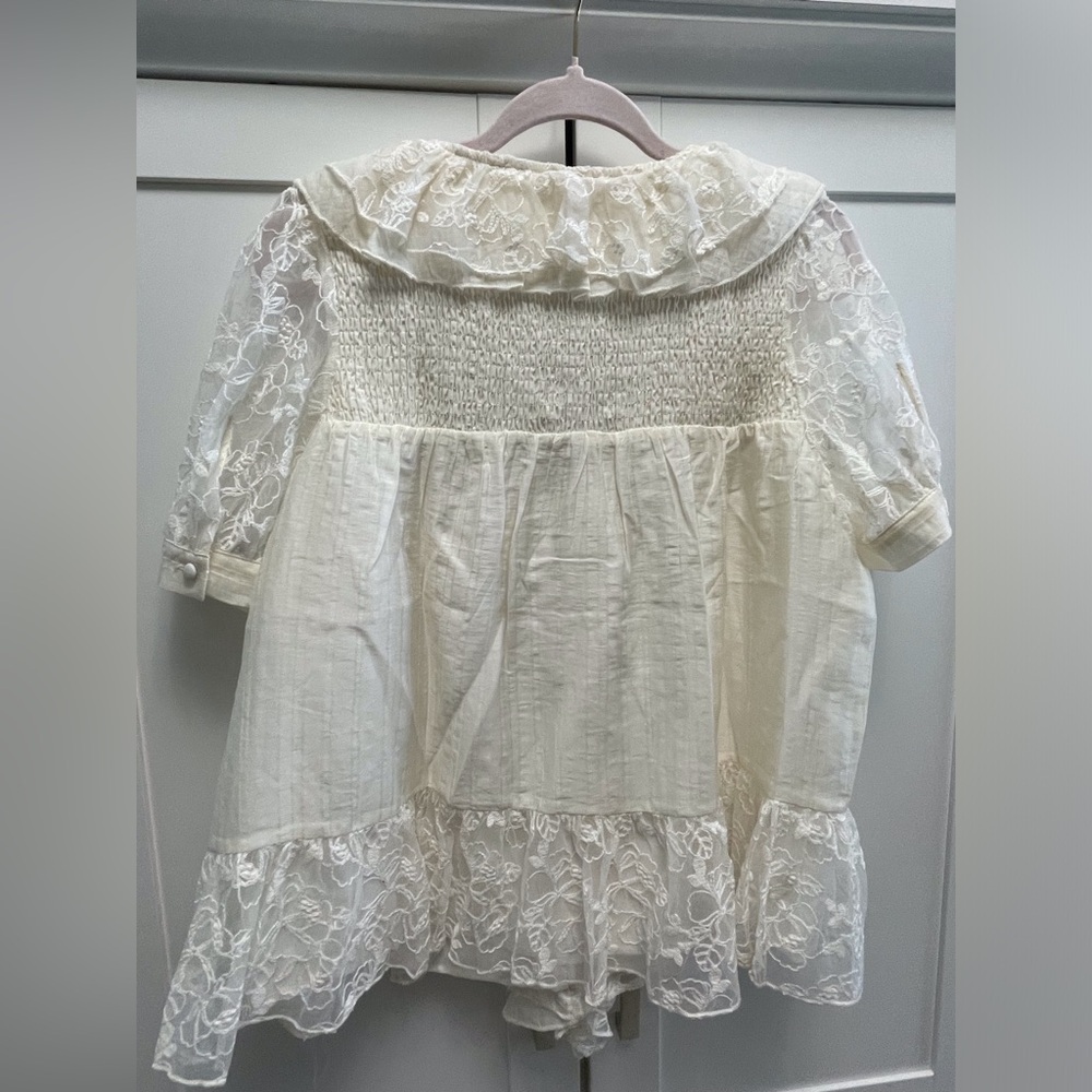 Elegant Lace Ruffle Top - Cream - Picture 5 of 11